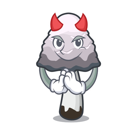 Devil shaggy mane mushroom mascot cartoon vector illustrationのイラスト素材