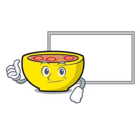 Thumbs up with board soup onion character cartoon vector illustrationのイラスト素材