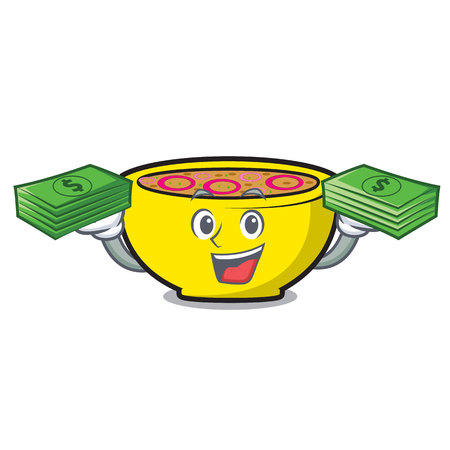 With money bag soup onion mascot cartoon vector illustrationのイラスト素材