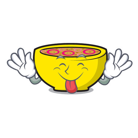 Tongue out soup onion mascot cartoon vector illustrationのイラスト素材