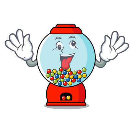 Crazy gumball machine mascot cartoon vector illustrationのイラスト素材