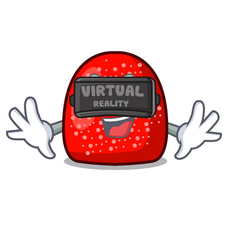 Virtual reality gumdrop mascot cartoon style vector illustrationのイラスト素材