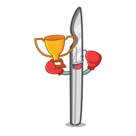 Boxing winner scalpel mascot cartoon style vector illustrationのイラスト素材