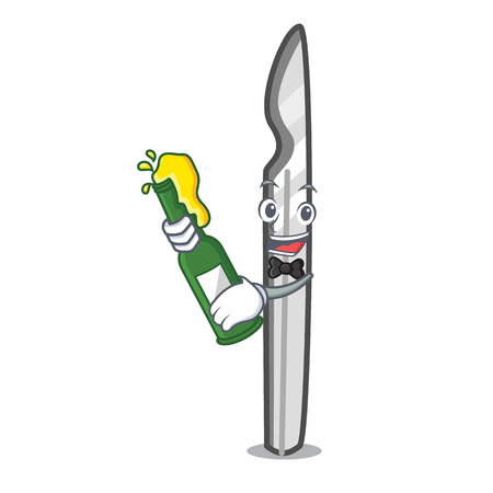 With beer scalpel mascot cartoon style vector illustrationのイラスト素材