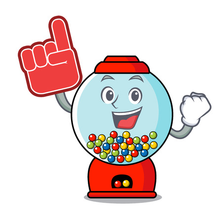 Foam finger gumball machine mascot cartoon vector illustrationのイラスト素材
