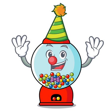 Clown gumball machine mascot cartoon vector illustrationのイラスト素材