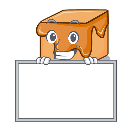 Grinning with board caramel candies character cartoonのイラスト素材