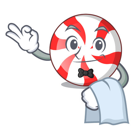 Waiter peppermint candy mascot cartoon vector illustrationのイラスト素材