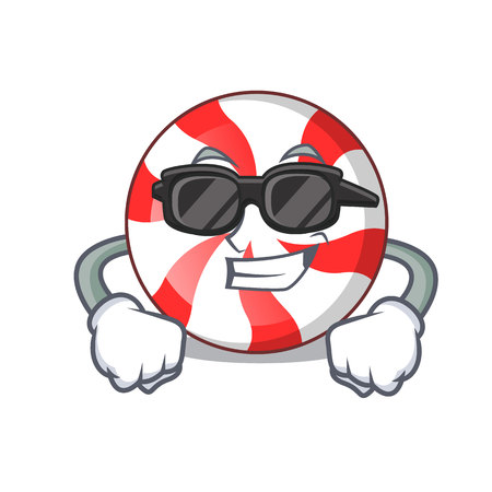 Super cool peppermint candy character cartoon vector illustrationのイラスト素材
