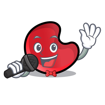 Singing candy moon mascot cartoon vector illustrationのイラスト素材