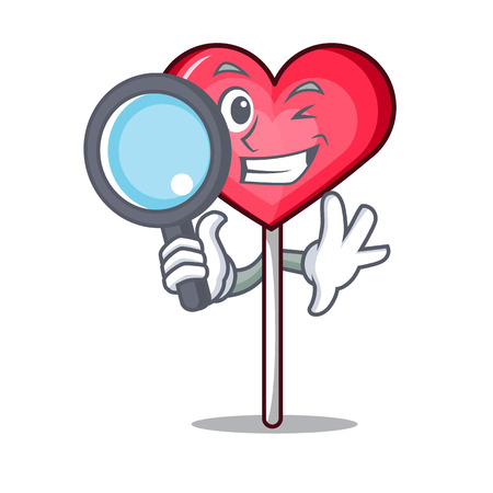 Detective heart lollipop character cartoon vector illustrationのイラスト素材