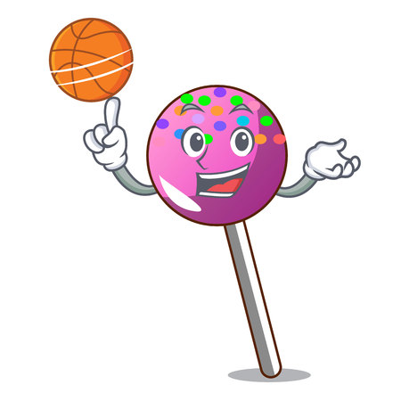 With basketball lollipop with sprinkles character cartoon vector illustrationのイラスト素材