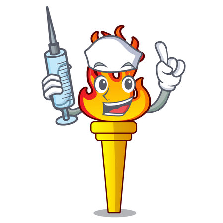 Nurse torch character cartoon style vector illustrationのイラスト素材