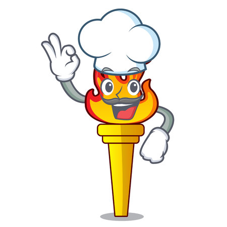 Chef torch character cartoon style vector illustrationのイラスト素材