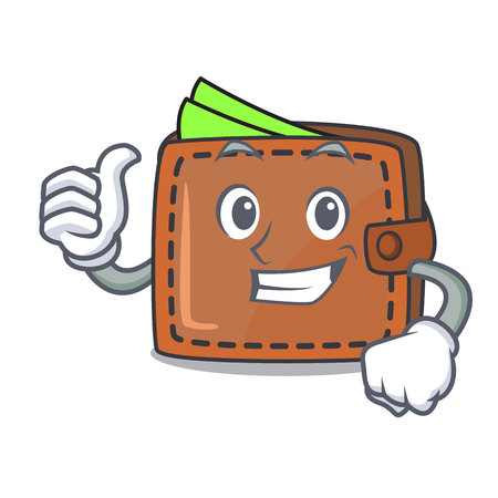 Thumbs up wallet character cartoon styleのイラスト素材