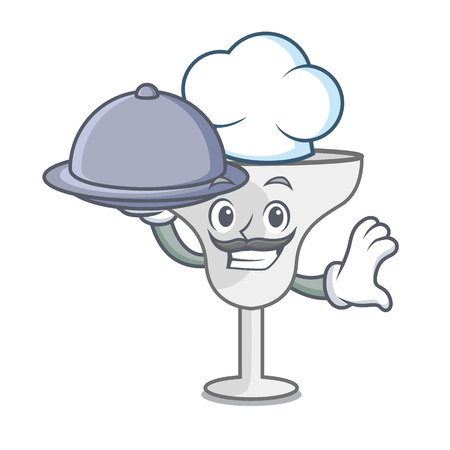 Chef with food margarita glass mascot cartoon vector illustrationのイラスト素材