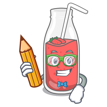 Student strawberry smoothie character cartoon vector illustrationのイラスト素材