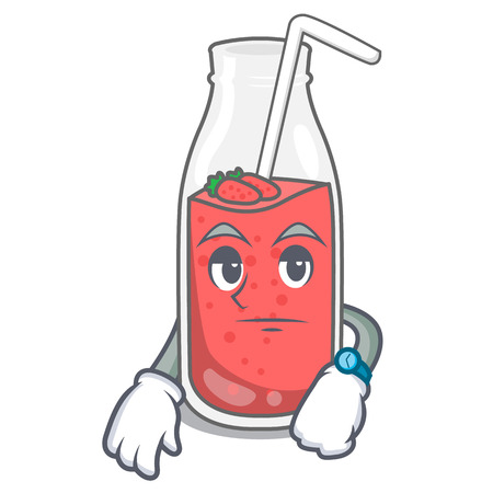 Waiting strawberry smoothie mascot cartoon vector illustrationのイラスト素材