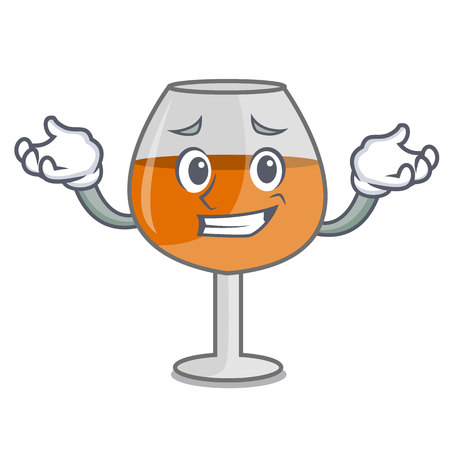 Grinning cognac ballon glass character cartoon vector illustrationのイラスト素材