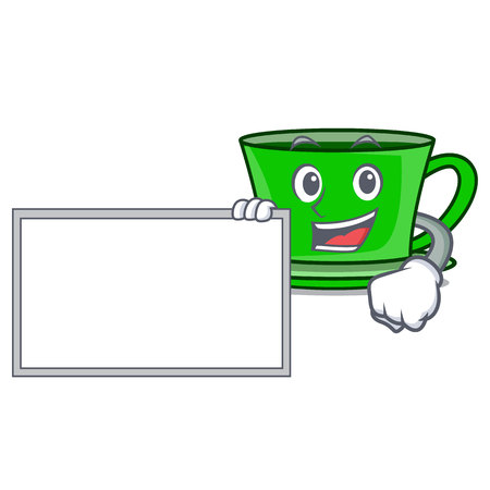 With board green tea character cartoon vector illustrationのイラスト素材