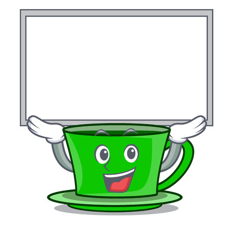 Up board green tea character cartoon vector illustrationのイラスト素材