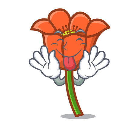 Tongue out poppy flower mascot cartoon vector illustrationのイラスト素材