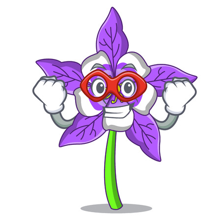 Super hero columbine flower character cartoon vector illustrationのイラスト素材