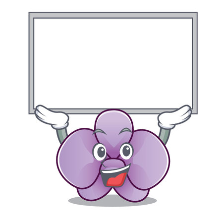 Up board orchid flower character cartoon vector illustrationのイラスト素材