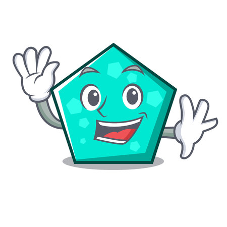 Waving pentagon character cartoon style vector illustrationのイラスト素材