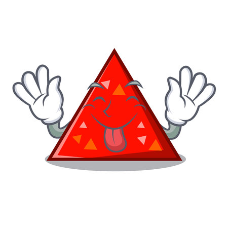 Tongue out triangle mascot cartoon style vector illustrationのイラスト素材