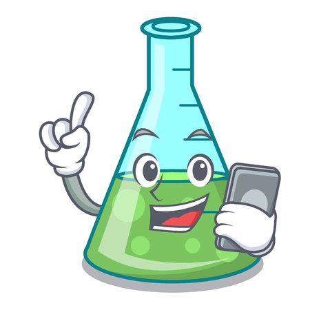 With phone science beaker character cartoon vector illustrationのイラスト素材