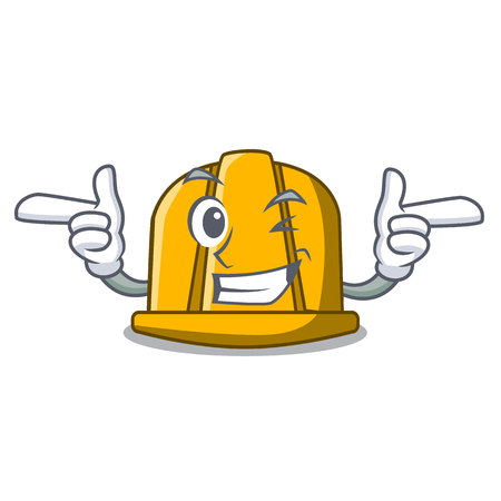 Wink construction helmet character cartoon vector illustrationのイラスト素材