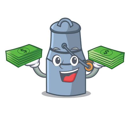 With money milk can mascot cartoon vector illustrationのイラスト素材