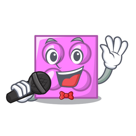 Singing toy brick mascot cartoon vector illustrationのイラスト素材