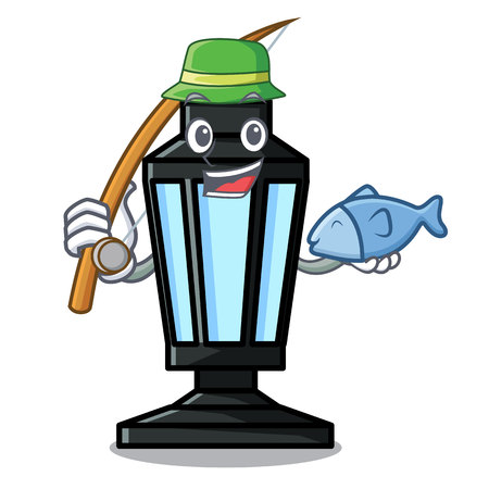 Fishing street lamp mascot cartoon vector illustrationのイラスト素材