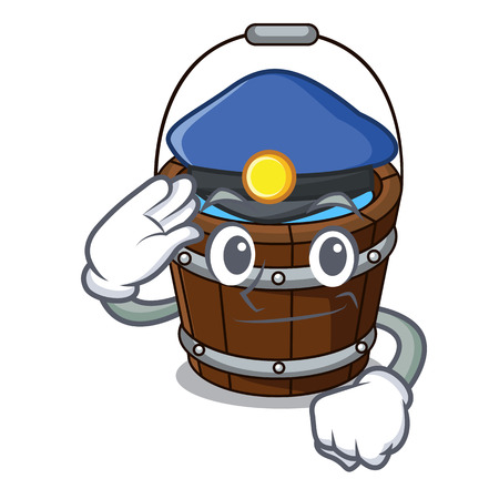 Police wooden bucket character cartoon vector illustrationのイラスト素材