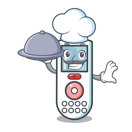 Chef with food remote control mascot cartoon vector illustrationのイラスト素材