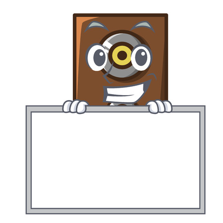 Grinning with board speaker character cartoon style vector illustrationのイラスト素材