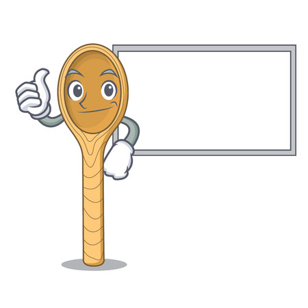 Thumbs up with board wooden spoon character cartoon vector illustrationのイラスト素材