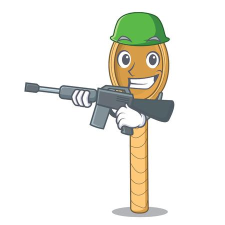 Army wooden spoon character cartoon vector illustrationのイラスト素材
