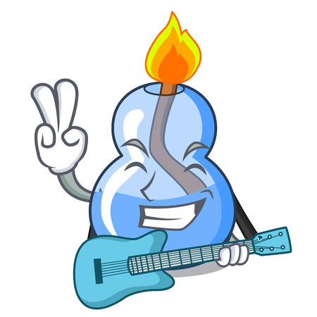 With guitar alcohol burner mascot cartoon vector illustrationのイラスト素材