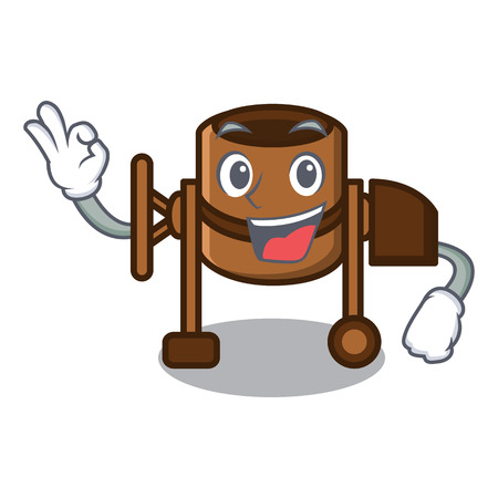 Okay concrete mixer character cartoon vector illustrationのイラスト素材