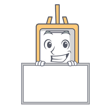 Grinning with board easel character cartoon style vector illustrationのイラスト素材