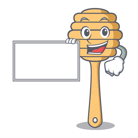 With board honey spoon character cartoon vector illustrationのイラスト素材