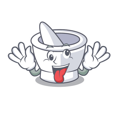 Crazy mortar mascot cartoon style vector illustrationのイラスト素材