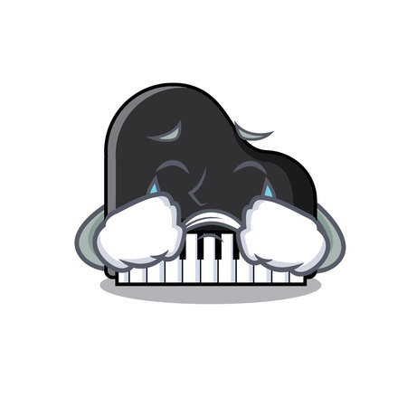 Crying piano mascot cartoon style vector illustrationのイラスト素材