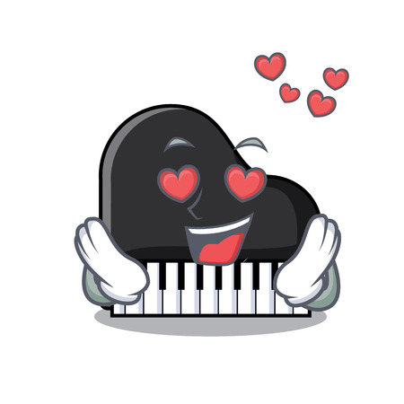 In love piano mascot cartoon style vector illustrationのイラスト素材