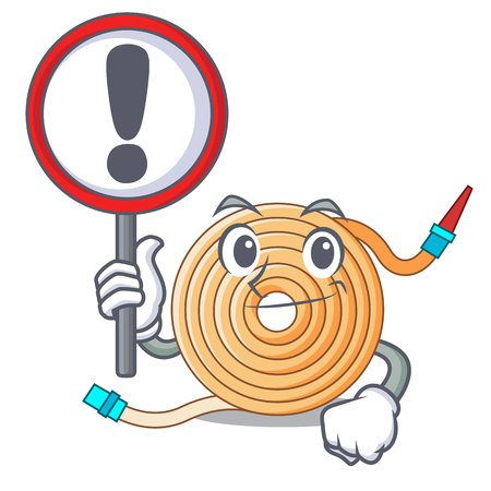 With sign water hose character cartoon vector illustrationのイラスト素材