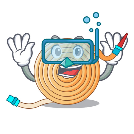Diving garden water hose cartoon vector illustrationのイラスト素材