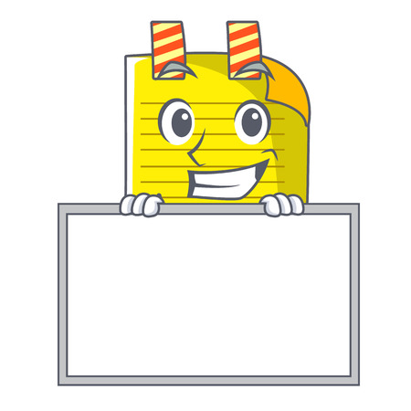Grinning with board note paper character cartoon vector illustrationのイラスト素材